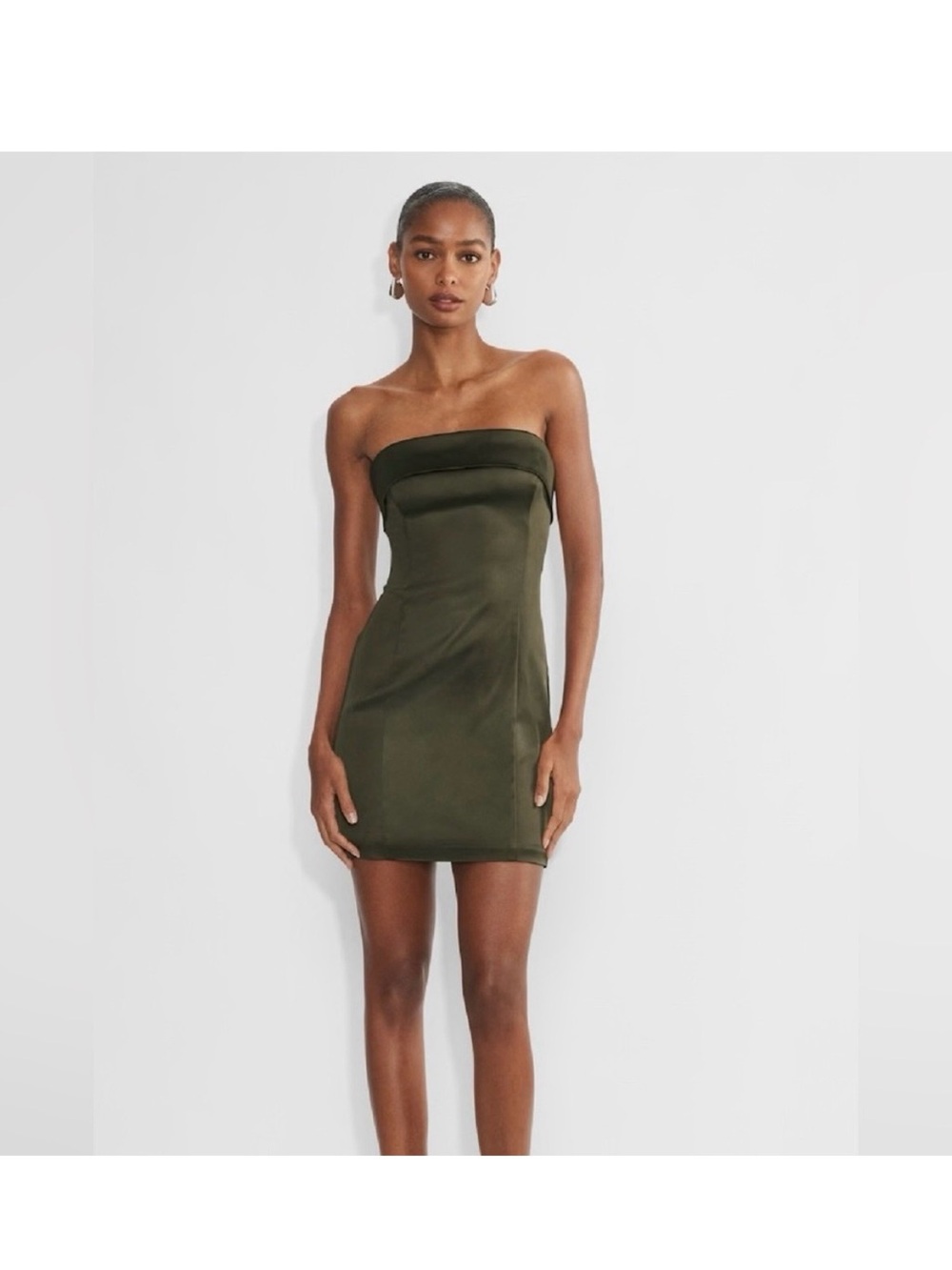 Aritzia Strapless Olive Mini Dress